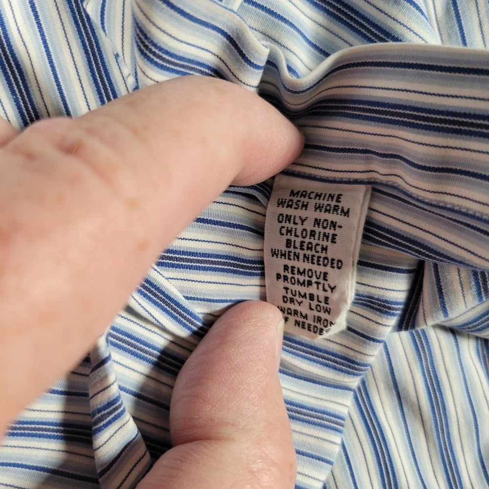 Polo Ralph Lauren Button Down Shirt Mens XL Blue White Striped Long Sleeve - Picture 6 of 10